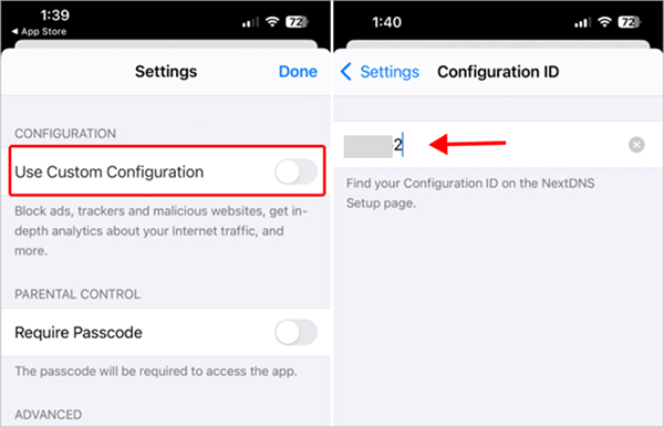 カスタム設定IDを入力
