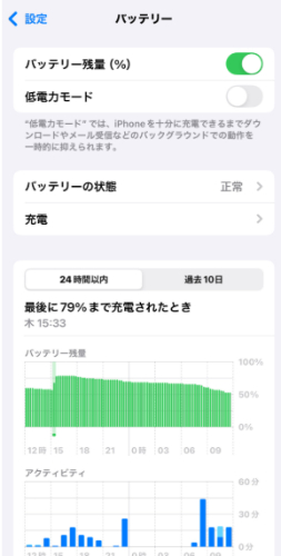iPhoneで低電力モードをオフする